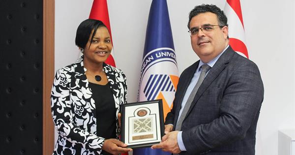 Olasubomi Iginla Aina Paid a Visit to EMU Rector Prof. Dr. Aykut Hocanın in His Office