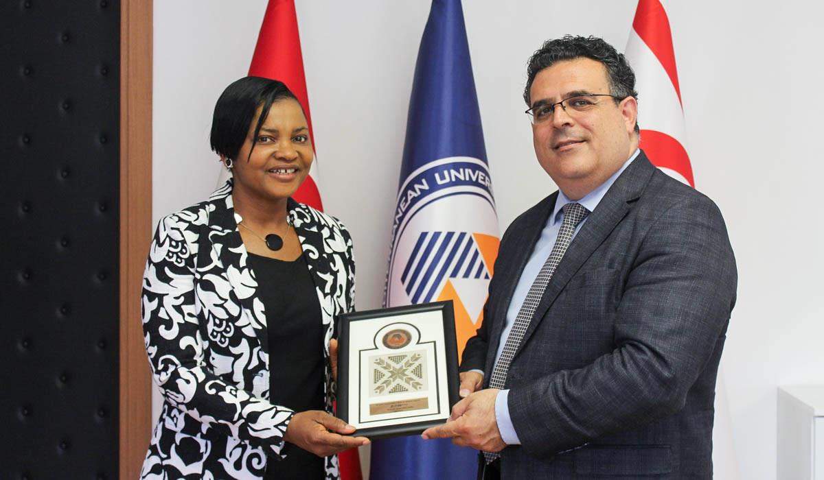Olasubomi Iginla Aina Paid a Visit to EMU Rector Prof. Dr. Aykut Hocanın in His Office